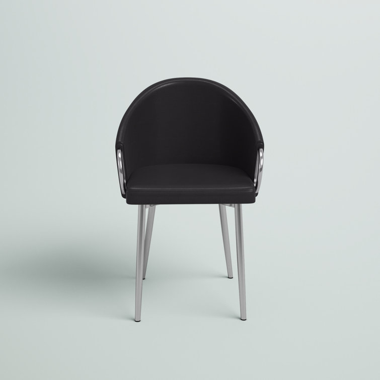 Black Faux Leather Upholstered Side Chair with Metal Frame