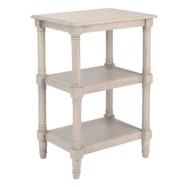 Cassie Greige Wood 3-Shelf Rectangular Accent Table