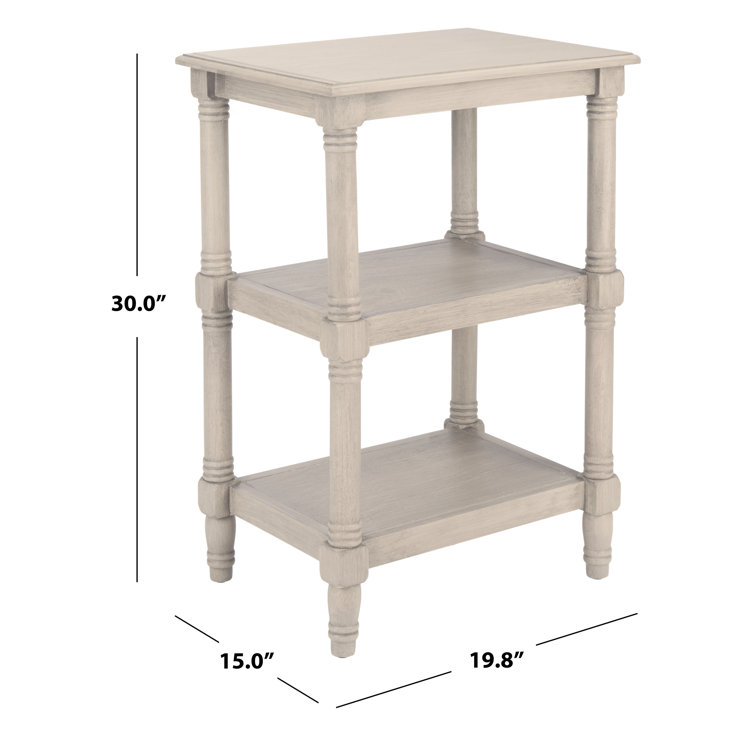 Cassie Greige Wood 3-Shelf Rectangular Accent Table