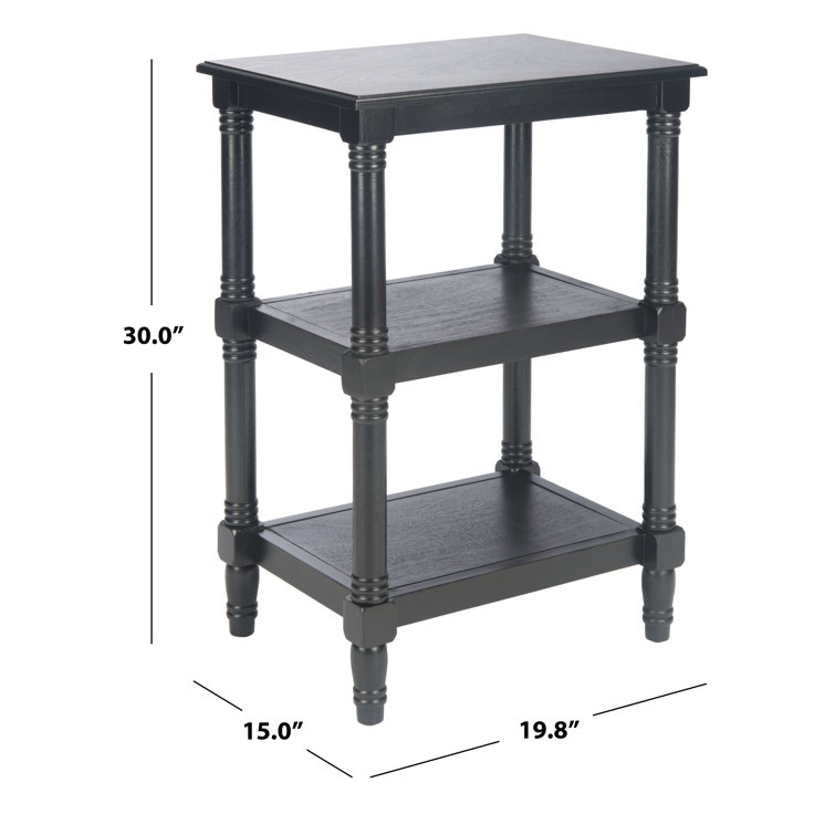 Cassie Classic Black Wood 3-Shelf End Table