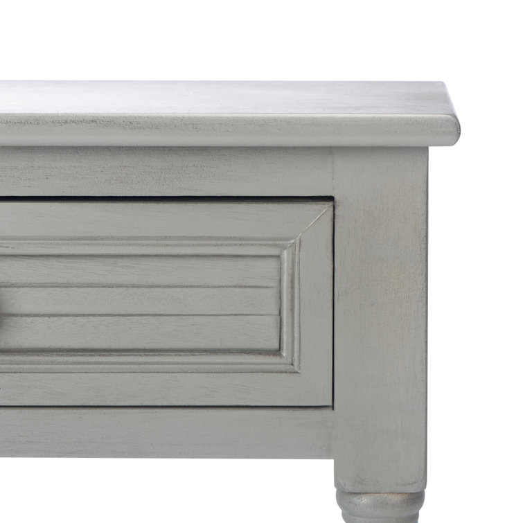 Distressed Gray Wood End Table with Storage