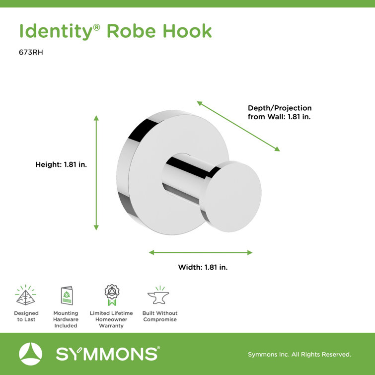Polished Chrome Metal Wall-Mounted Robe Hook