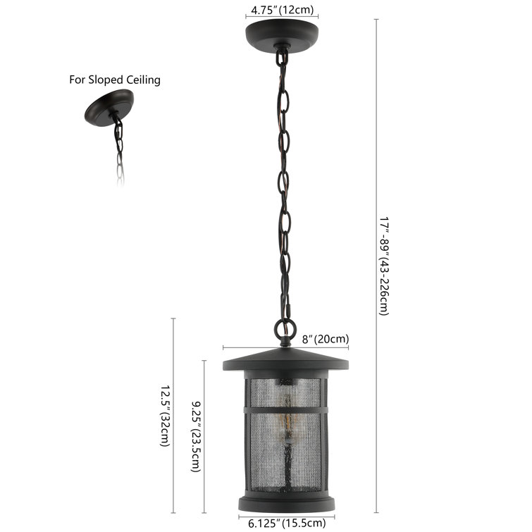 Osprey Extendable Black Glass Lantern Pendant Light