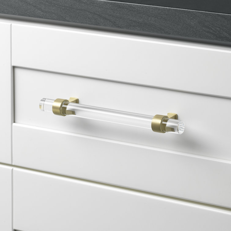 5-1/16" Clear Acrylic Bar Pull with Satin Gold Finish