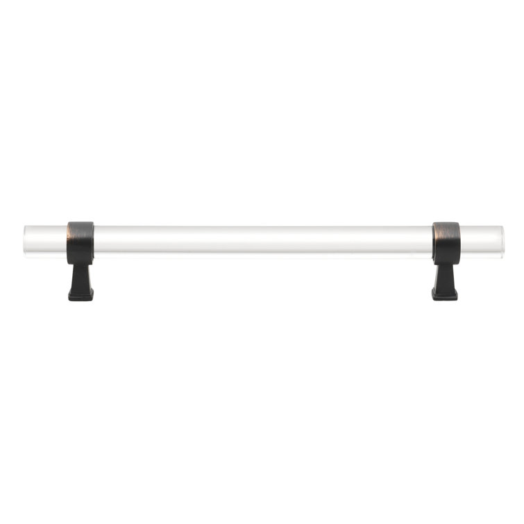 5-Inch Clear Acrylic Bar Pull with Oil Rubbed Bronze Mounts