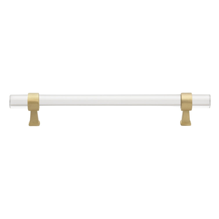 Clear Acrylic and Satin Gold Bar Pull with Mounting Hardware