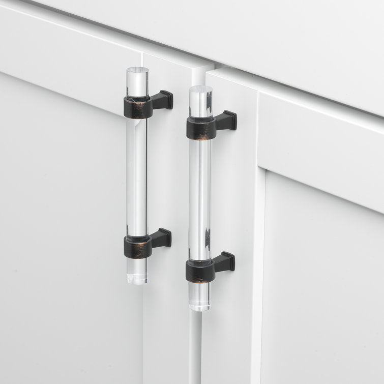 7-Inch Clear Acrylic Bar Pull with Oil Rubbed Bronze Mounts