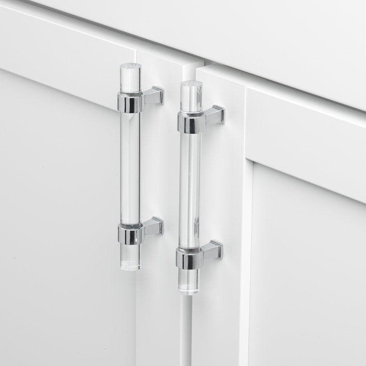 6-Inch Polished Chrome Acrylic Bar Pull with Mounting Hardware