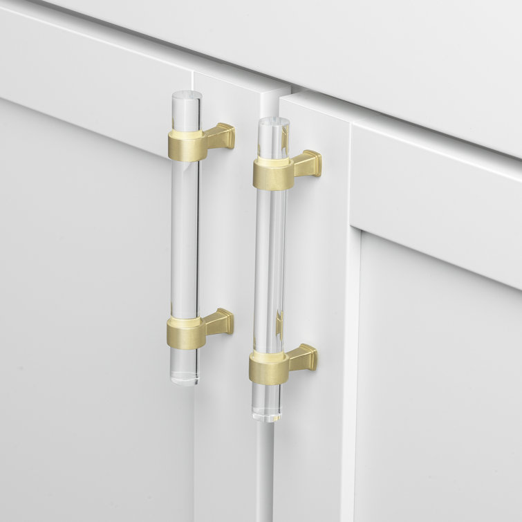 5-1/16" Clear Acrylic Bar Pull with Satin Gold Finish