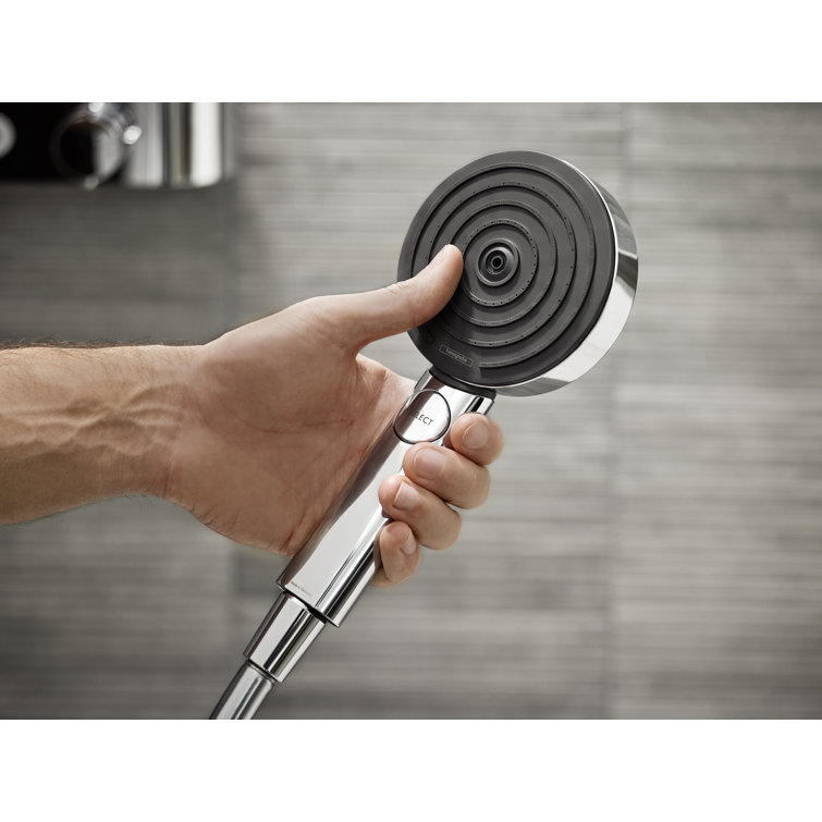 Chrome Adjustable Multi-head Handheld Shower with Pulse and Rain Modes