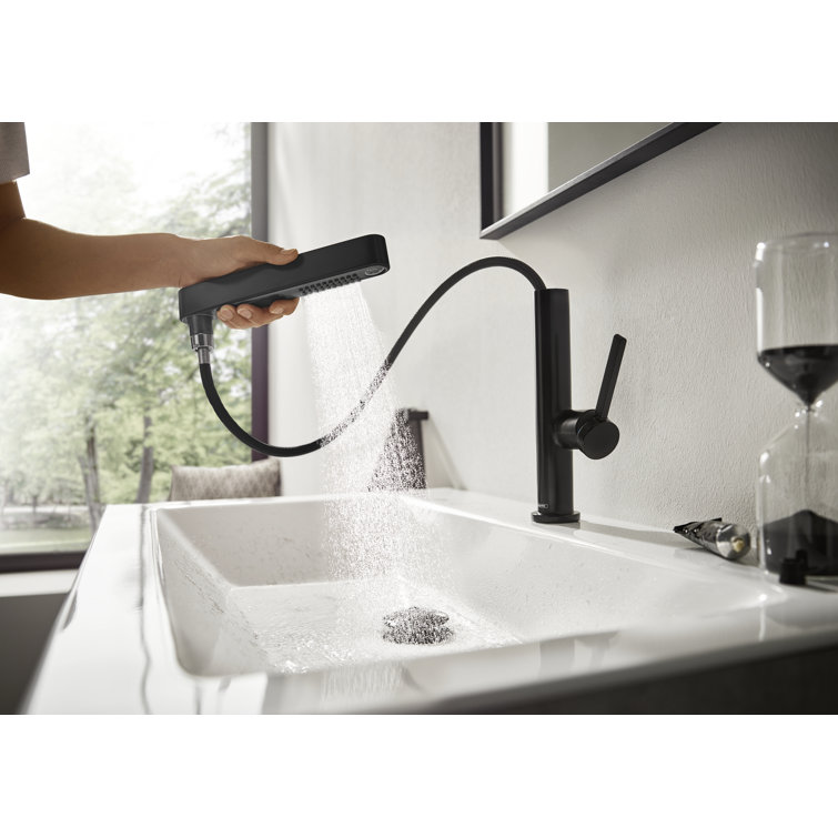 Modern Brushed Nickel Single-Hole Pull-Out Faucet