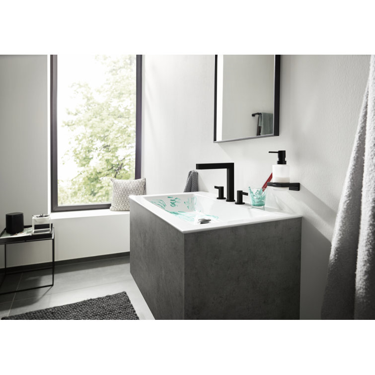 Matte Black Modern Brass Widespread Bathroom Faucet