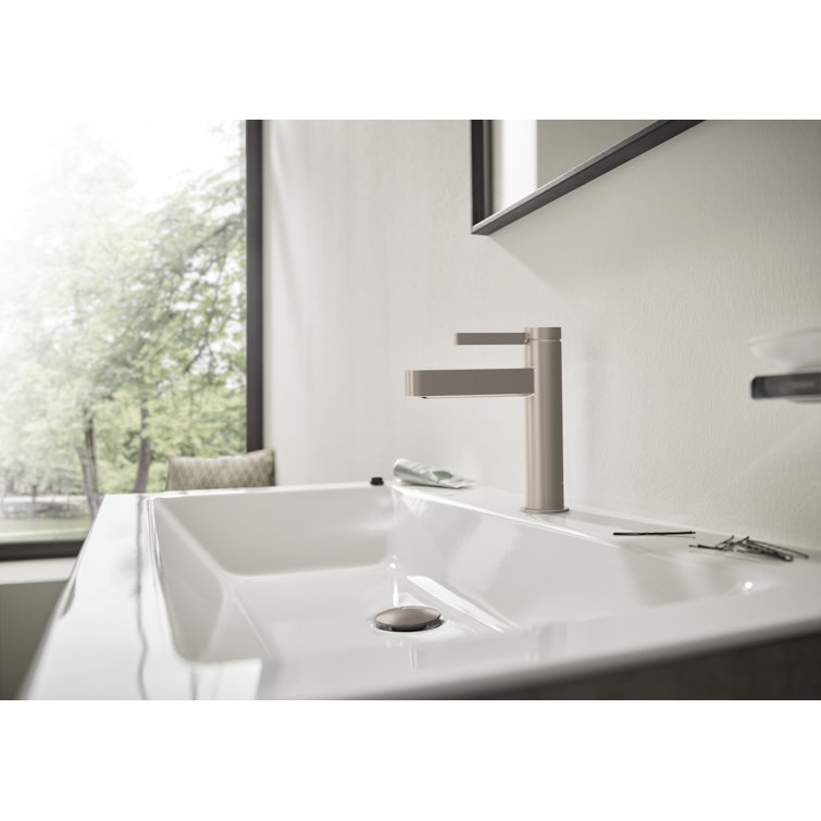 Modern Brushed Nickel Single-Hole Bathroom Faucet with Ceramic Disc Valve