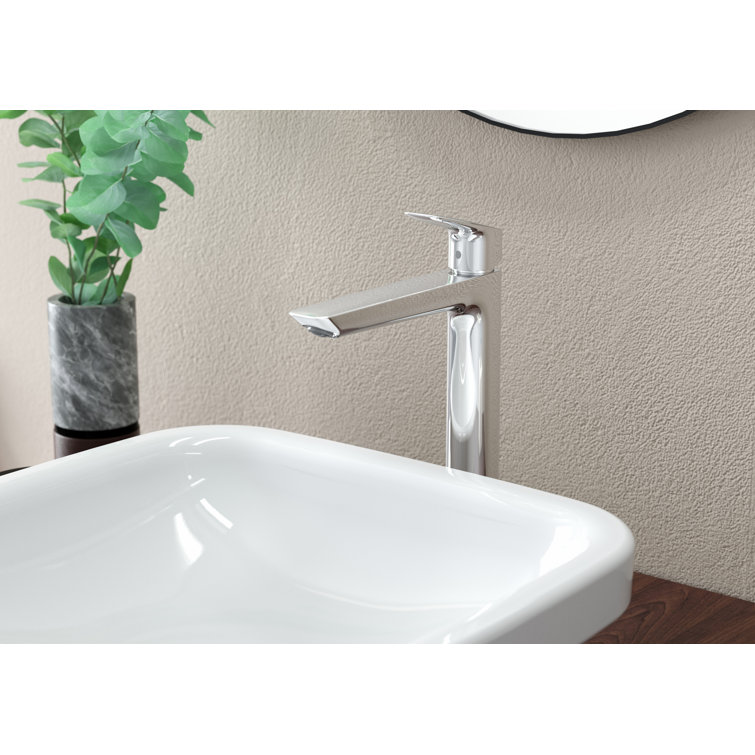 Chrome Modern Single-Hole Bathroom Faucet with Brass Finish