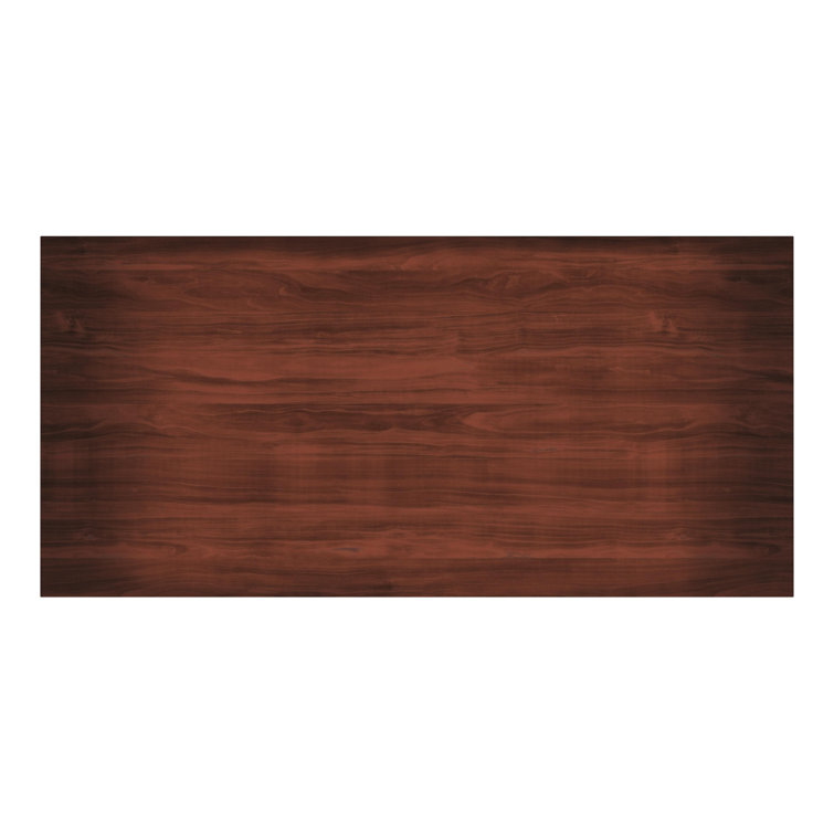Carl 45" Black Metal Base & Walnut Finish Wood Writing Desk with Drawers