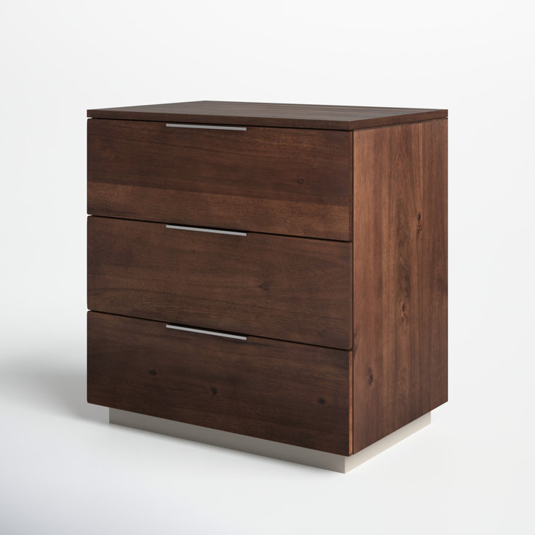 Brylin 3-Drawer Dark Walnut Nightstand with Chrome Accents