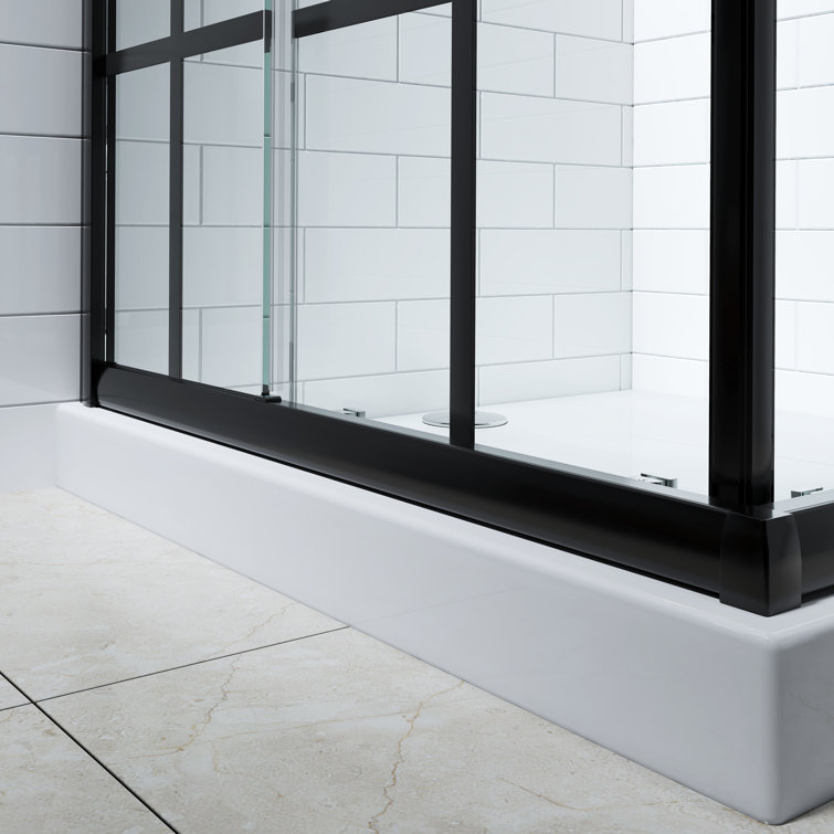 Cyrus 36" Black Aluminum Framed Sliding Shower Enclosure