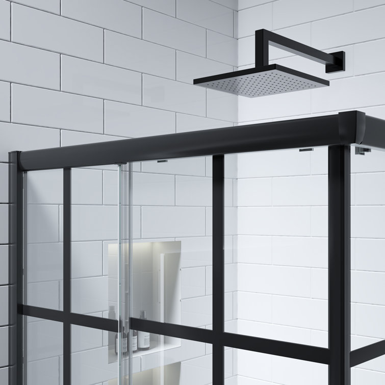 Cyrus 36" Black Aluminum Framed Sliding Shower Enclosure