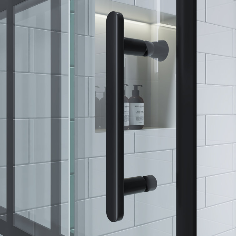 Cyrus 36" Black Aluminum Framed Sliding Shower Enclosure