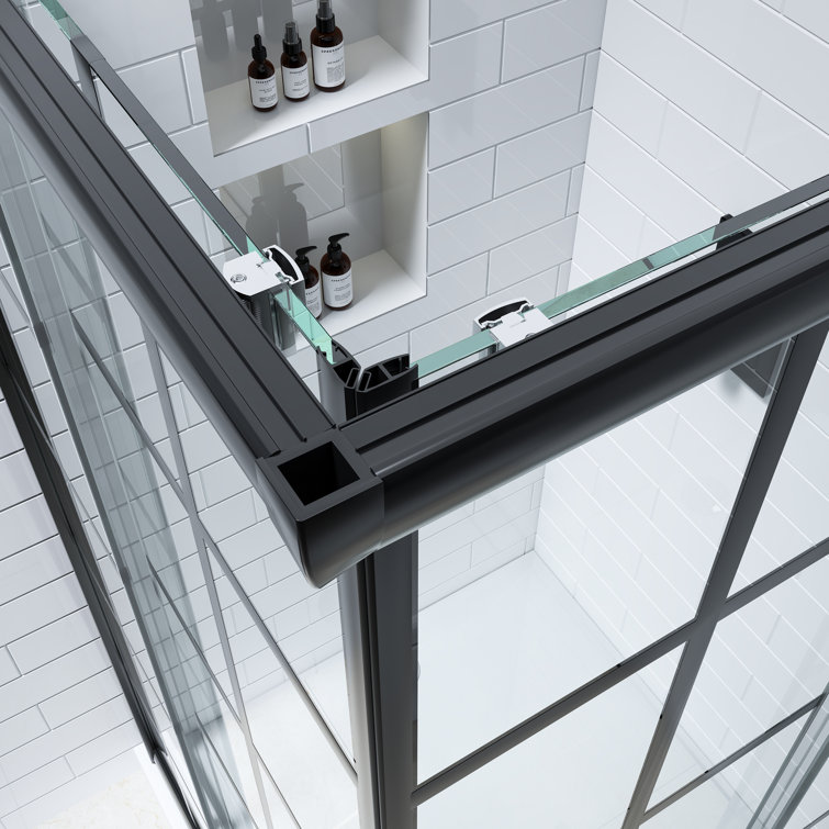 Cyrus 36" Black Aluminum Framed Sliding Shower Enclosure