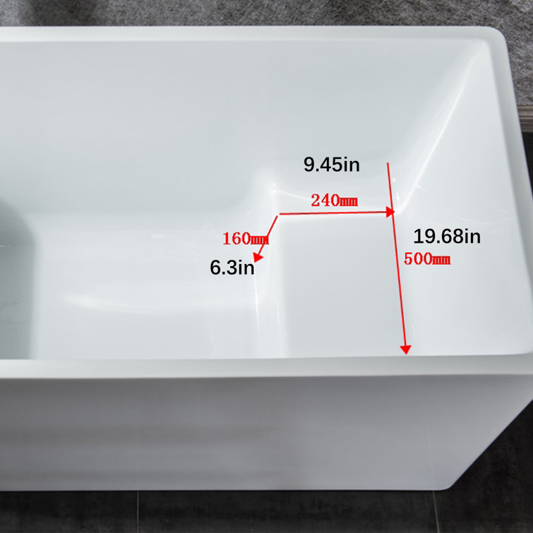 White Acrylic Rectangular Freestanding Soaking Bathtub with Chrome Hardware