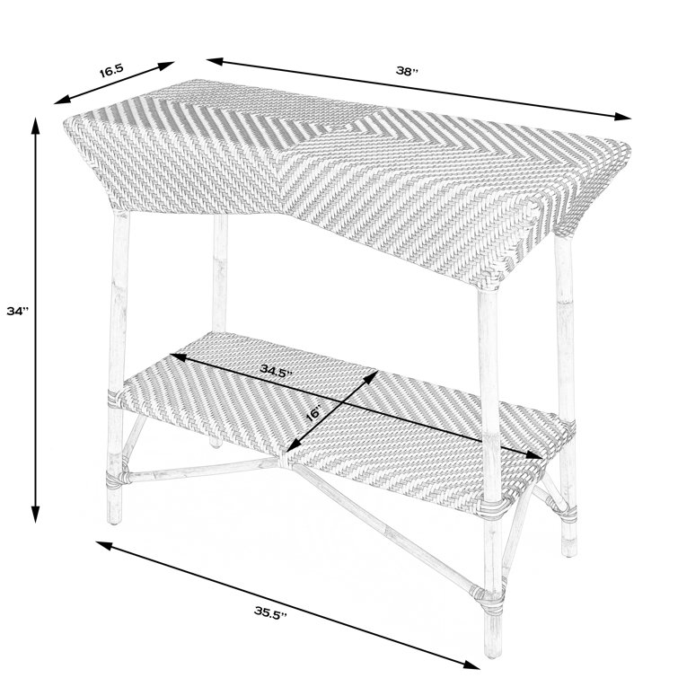 Ciel Coastal Bistro Beige & Black Rattan Bar Cart with Storage