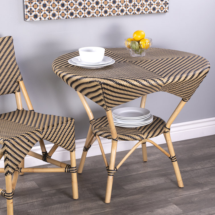 Ciel Black and Beige Rattan Dining Table