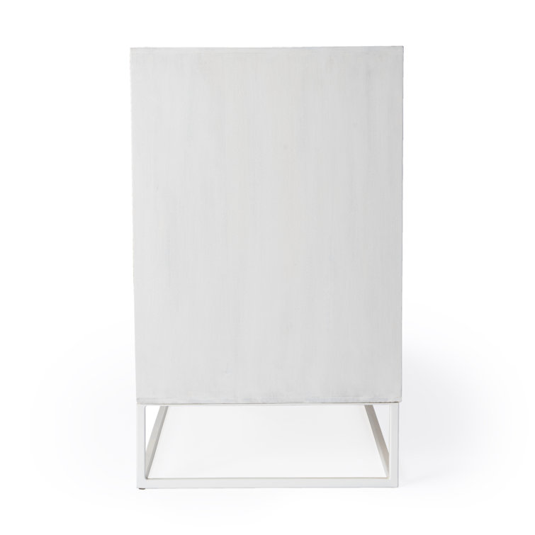 Modern Mid-Century White Mando Wood 63" TV Stand with Metal Frame