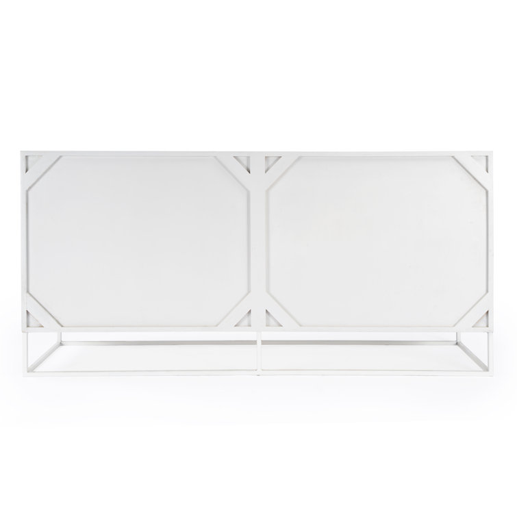Modern Mid-Century White Mando Wood 63" TV Stand with Metal Frame