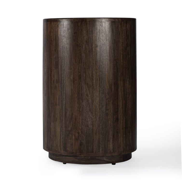 Carnolitta Modern Round Wood & Metal End Table with Storage