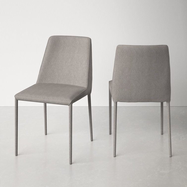 Gray Upholstered Metal Frame Side Chair Set of 2