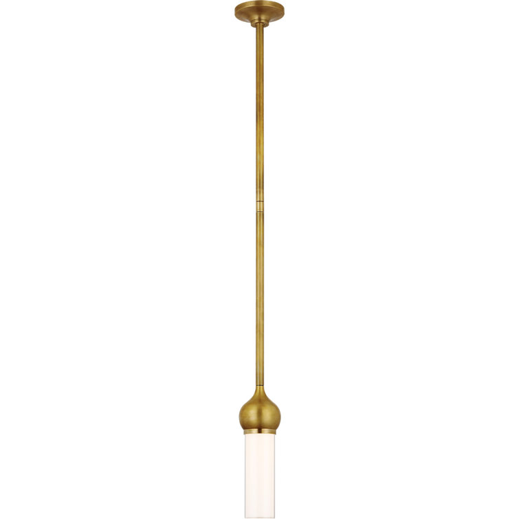 Jeffery Mini LED Pendant in Hand-Rubbed Antique Brass with White Glass