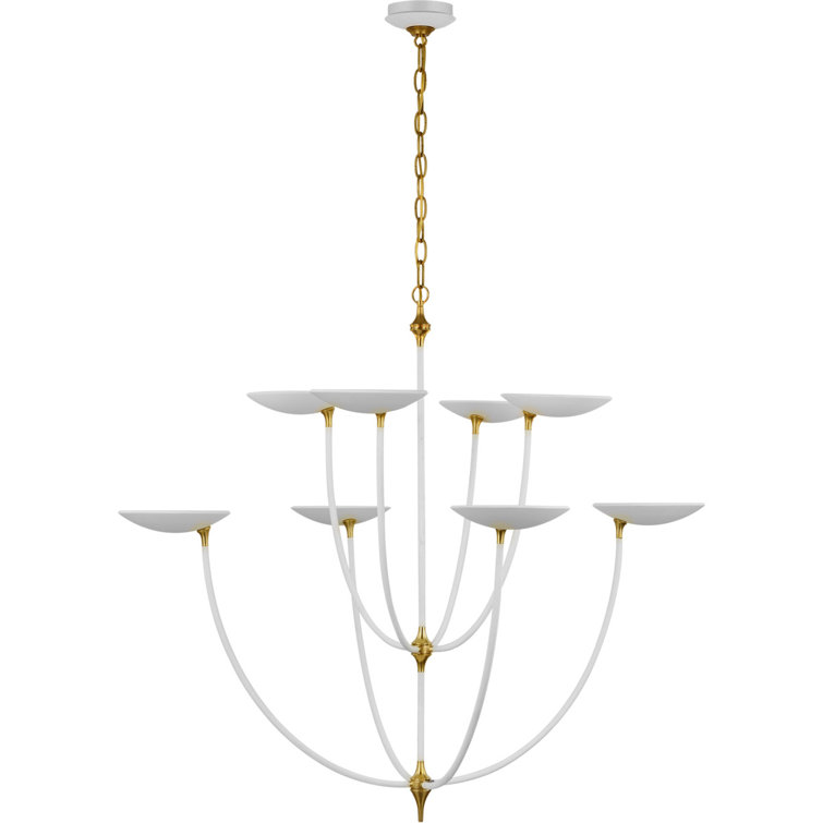 Keira Matte White and Brass 8-Light LED Chandelier