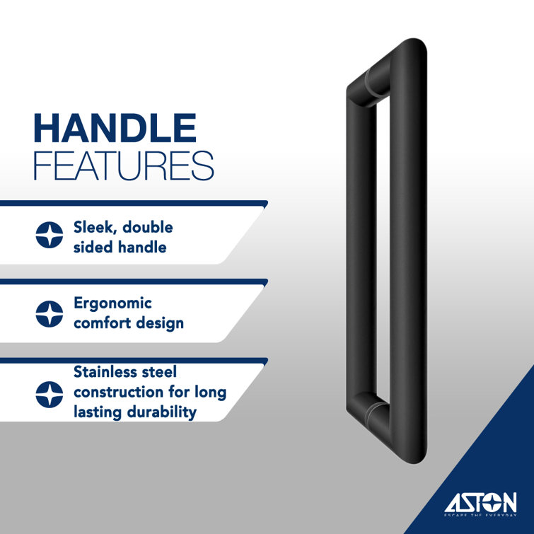 Belmore XL Matte Black Frameless Hinged Shower Door with Frosted Glass