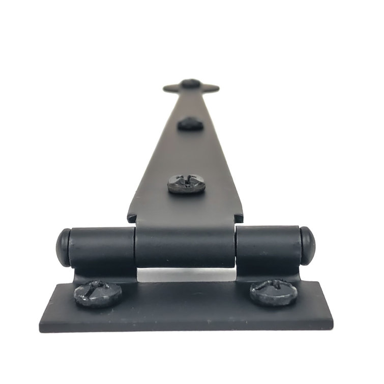 6" Black Iron Bean Style Cabinet Strap Hinge Pair