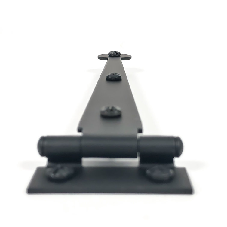 6" Black Iron Bean Style Cabinet Strap Hinge Pair