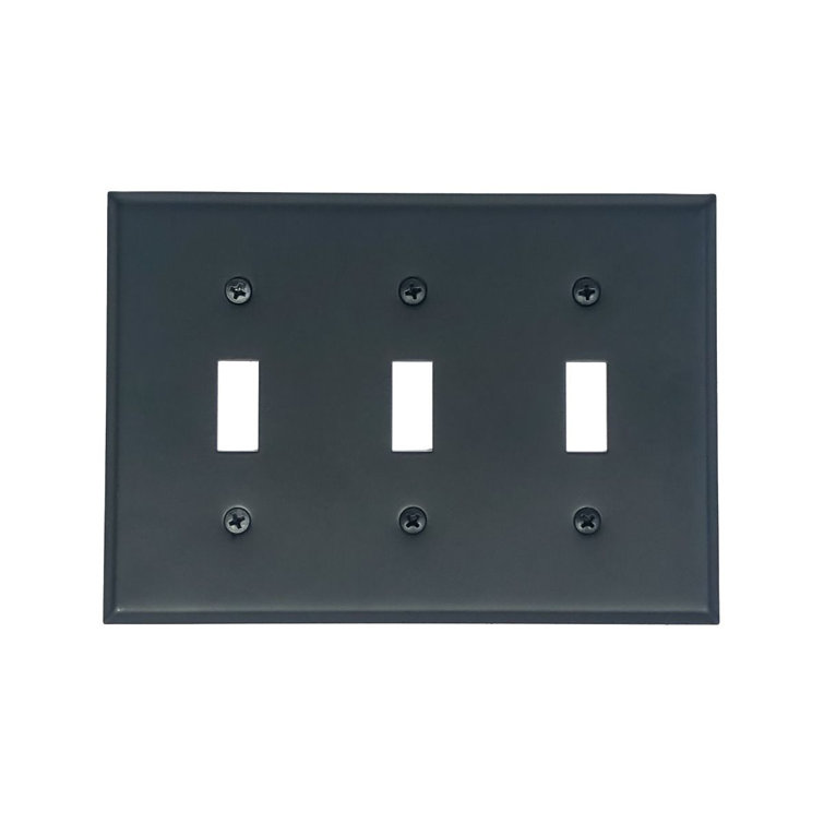 Black Metal 3-Gang Toggle Light Switch Wall Plate