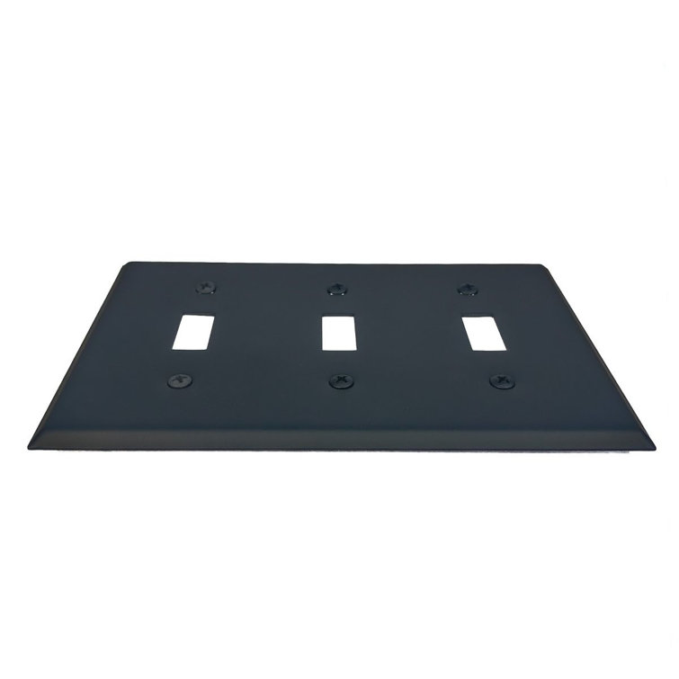 Black Metal 3-Gang Toggle Light Switch Wall Plate