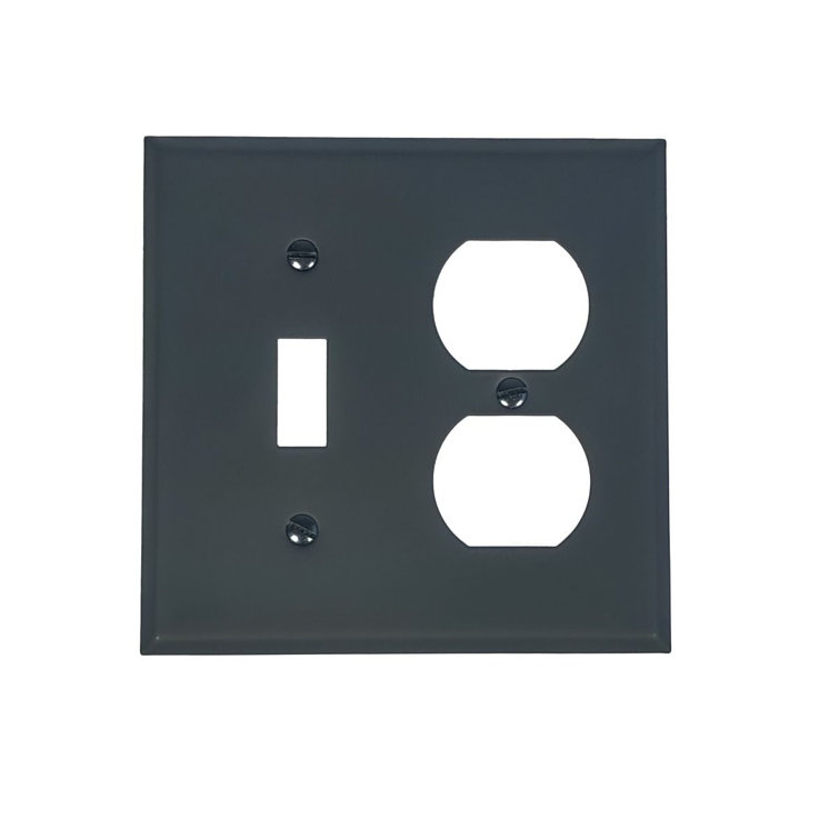 Black Iron 2-Gang Duplex Outlet and Toggle Switch Plate