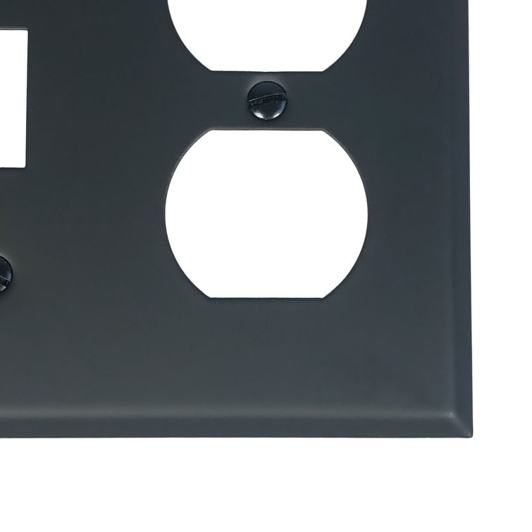 Black Iron 2-Gang Duplex Outlet and Toggle Switch Plate
