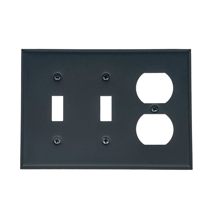 Black Matte 3-Gang Duplex Outlet and Toggle Switch Wall Plate