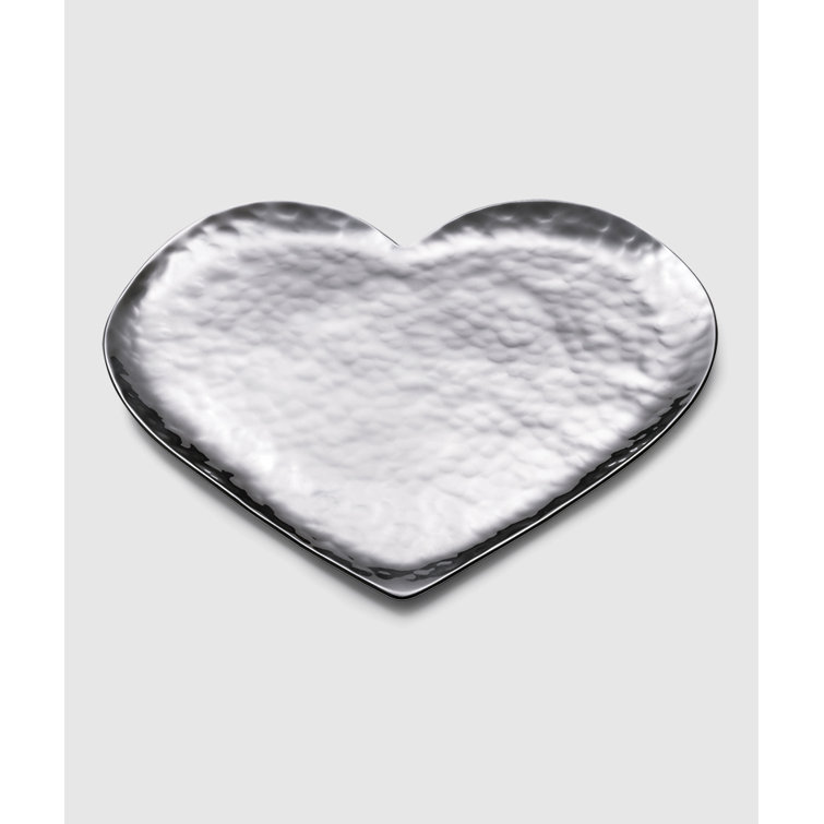 Amore Heart-Shaped Handcrafted Stainless Steel Decorative Tray