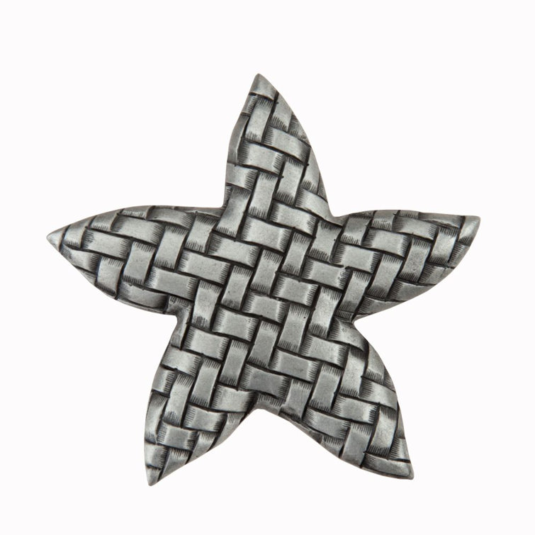 Antique Pewter Woven Star Cabinet Knob with Mounting Hardware