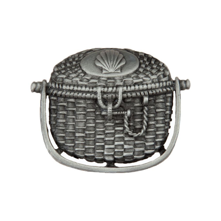 Antique Pewter Nantucket Basket Cabinet Knob with Mounting Hardware