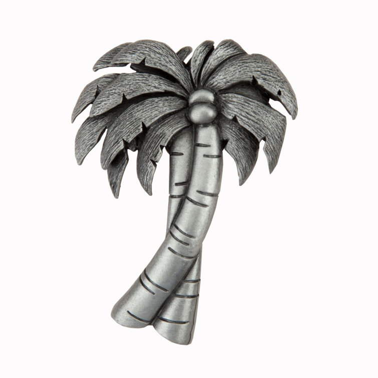 Antique Pewter Palm Tree Cabinet Knob with Mounting Hardware