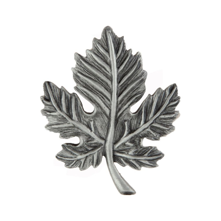 Antique Pewter Leaf Cabinet Knob with Mounting Hardware