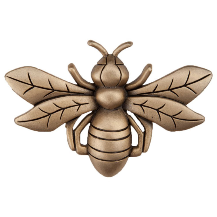 Museum Gold Pewter Bee Cabinet Knob with Mounting Hardware