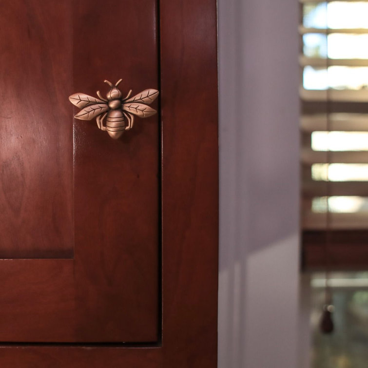 Museum Gold Pewter Bee Cabinet Knob with Mounting Hardware