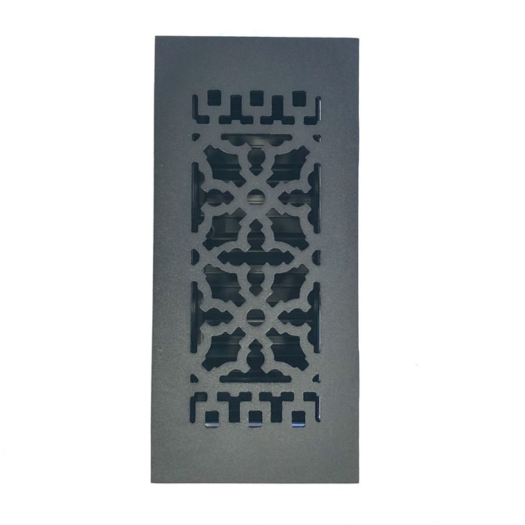 Black Cast Iron Decorative Rectangular Register with Louvers