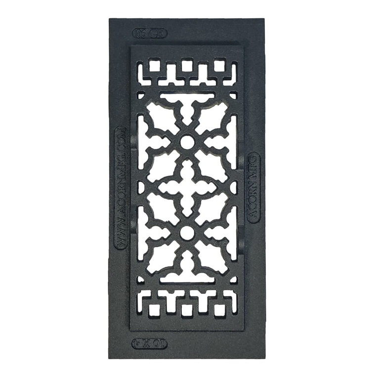 Black Cast Iron Decorative Rectangular Register with Louvers